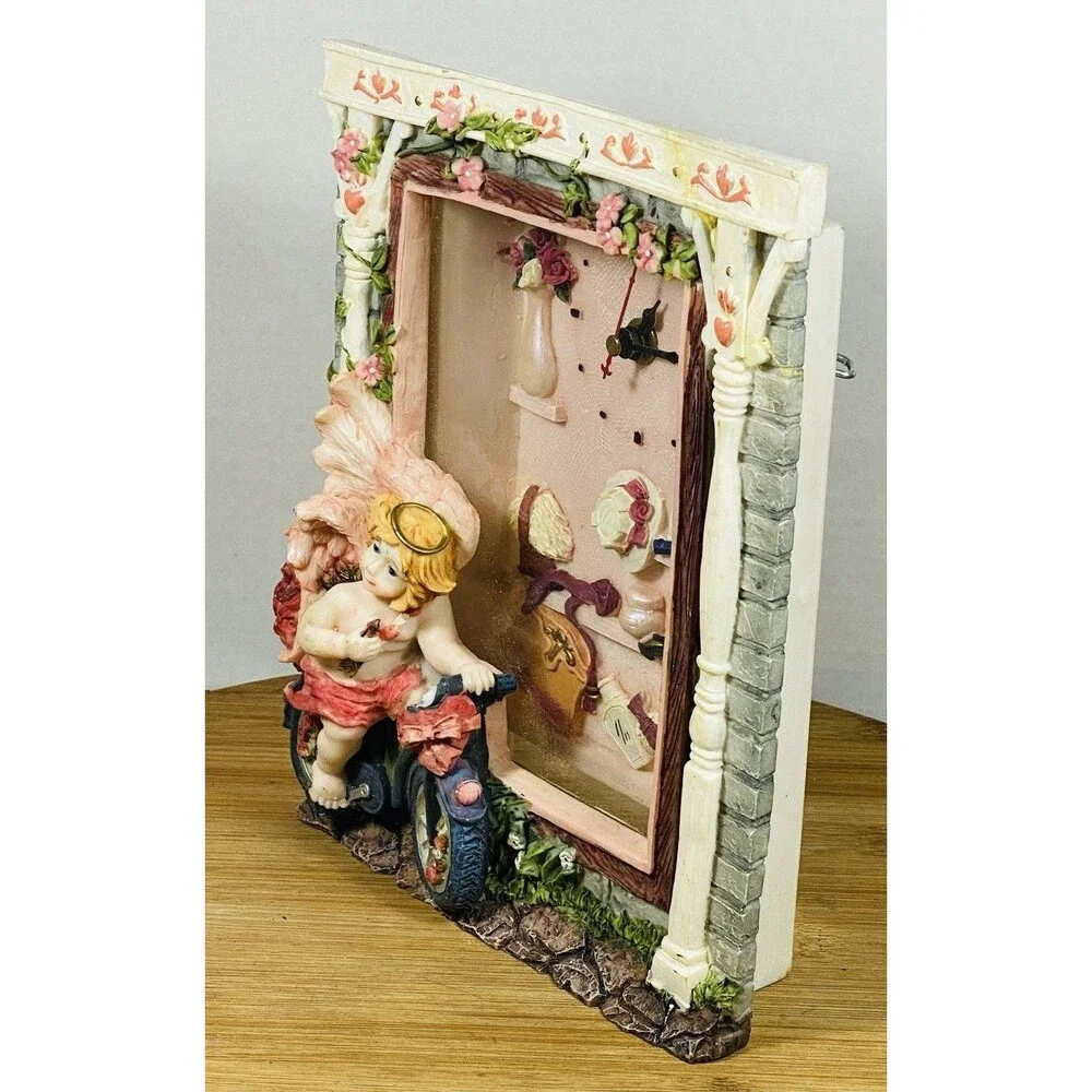 Vintage Cherub Angel Wall Frame ( Clock Not Working ) 9”x7”x3” ( See Pic)